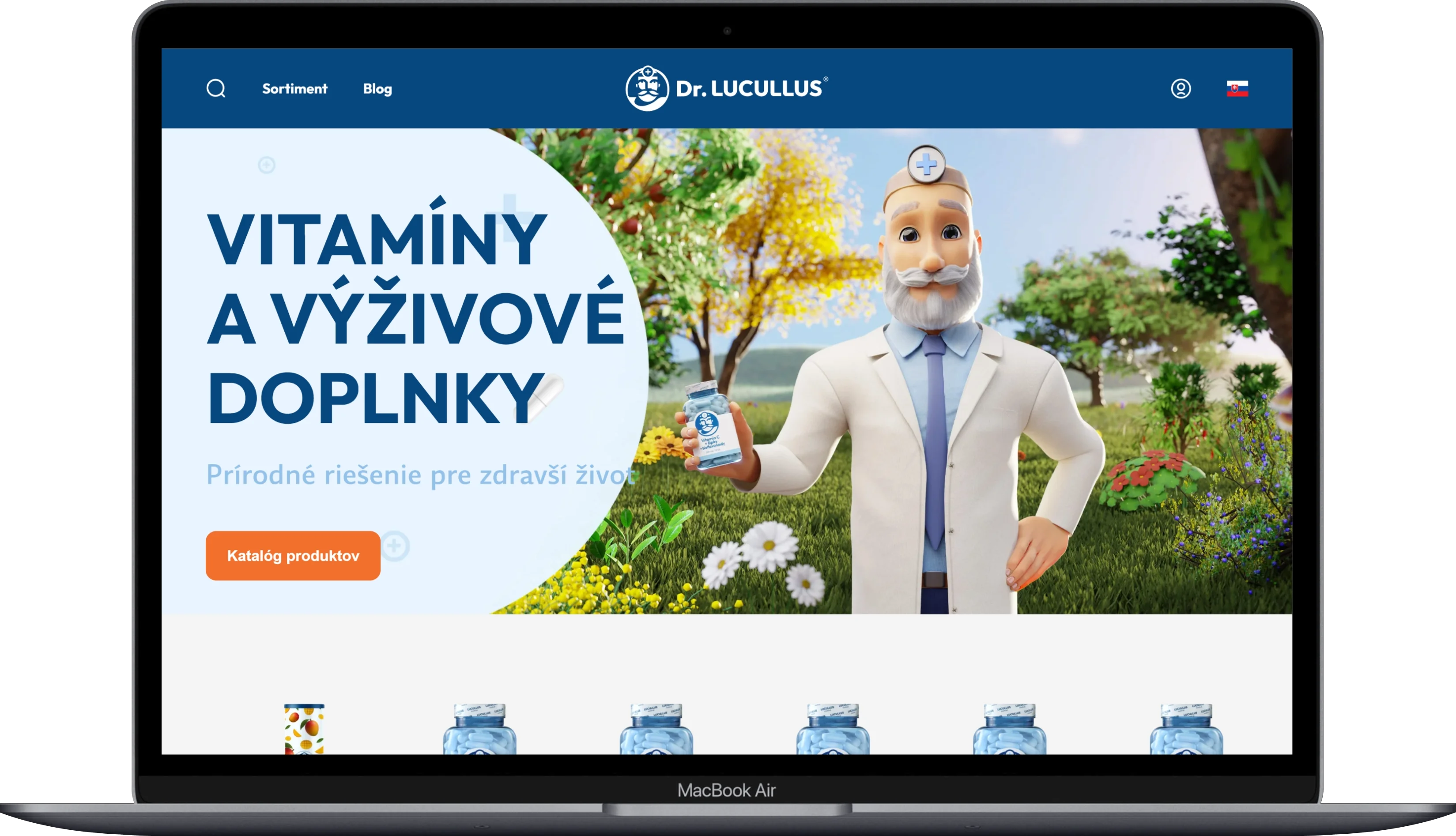 Ukážka B2C e-shopu Dr. Lucullus s moderným dizajnom a produktovým katalógom